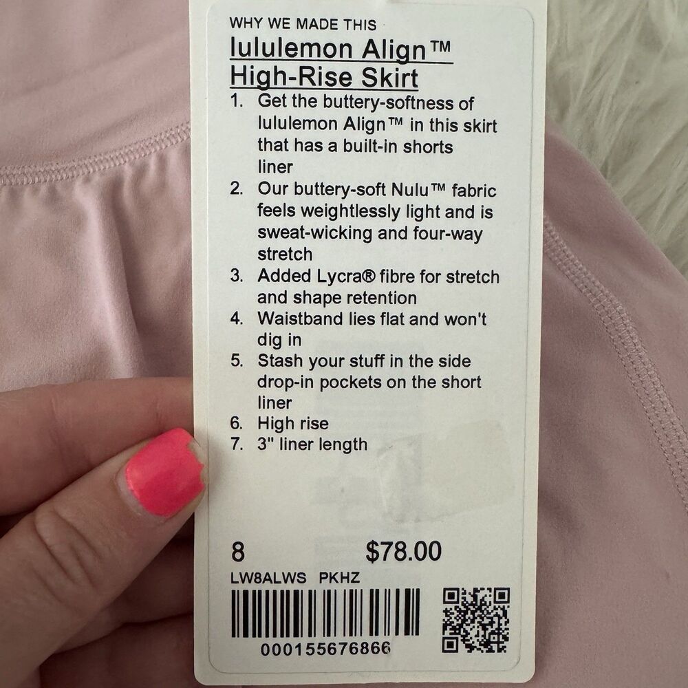 Lululemon Align High Rise Skirt Skort Shorts Women’s Size 8 Pink Haze NWT $78 - Picture 4 of 11